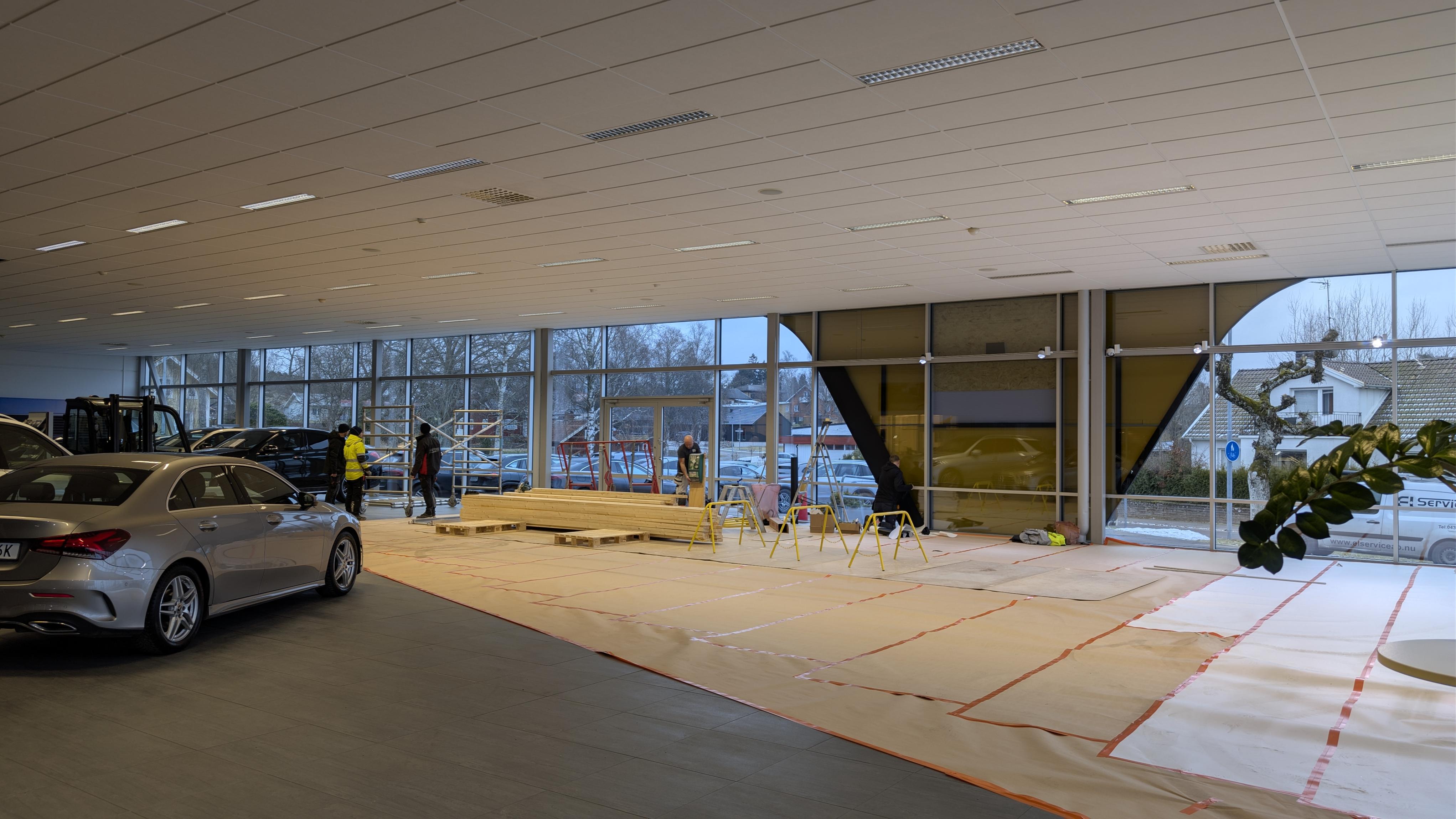 Ombyggnad i bilhallen